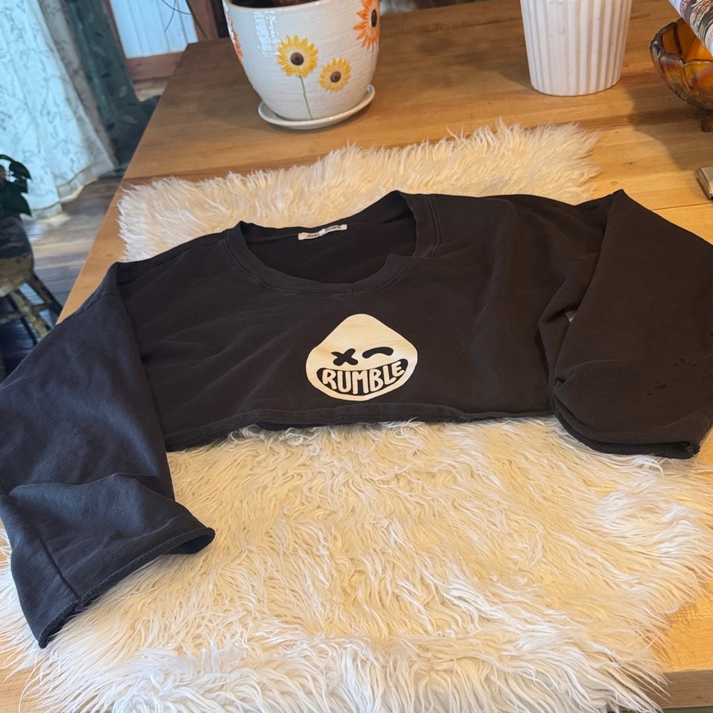 Rare limited edition Joah Brown Charcoal Long Sleeve crop sweater